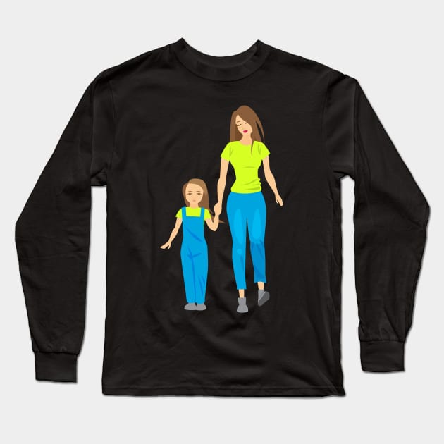 Mom holding kids hand Long Sleeve T-Shirt by holidaystore